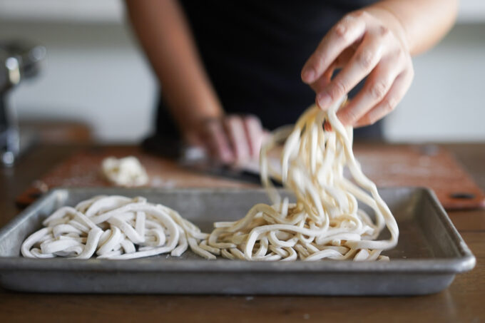 nests of udon noodles