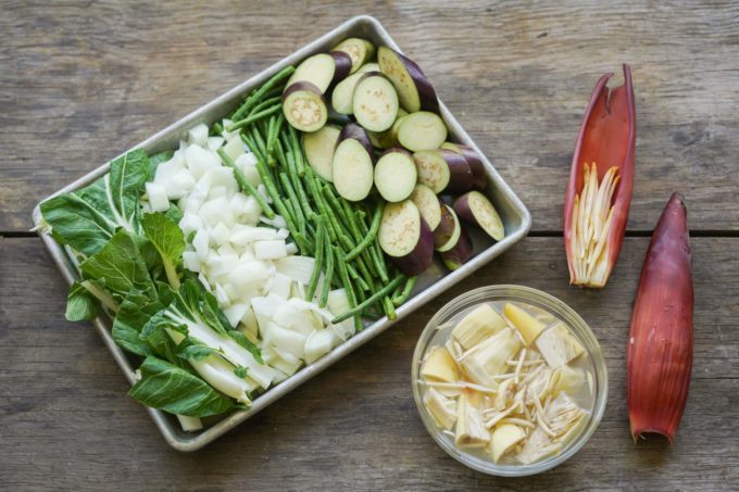 prepared vegetables for kare kare