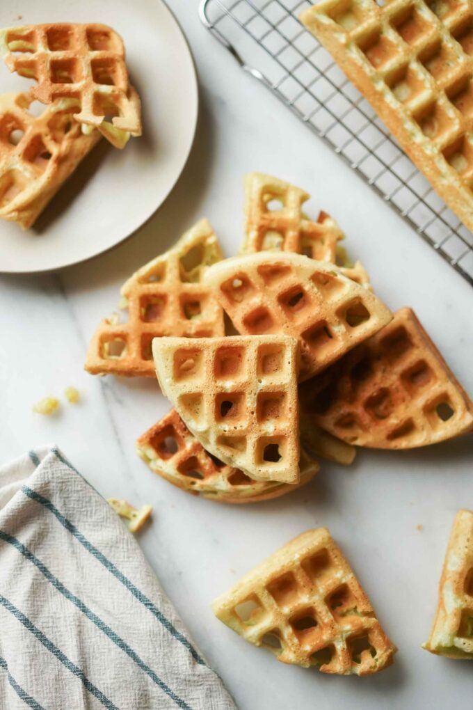 vegan waffles, pandan flavored