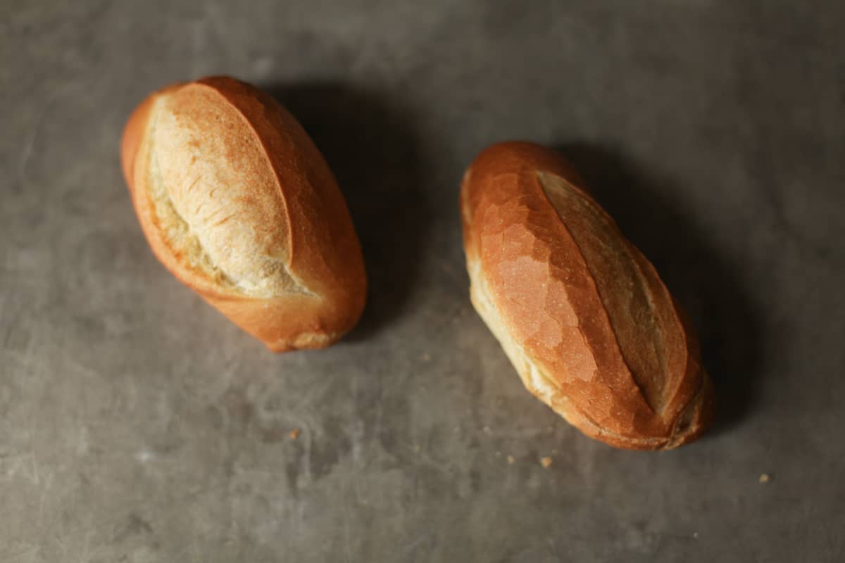 two mini Vietnamese baguettes