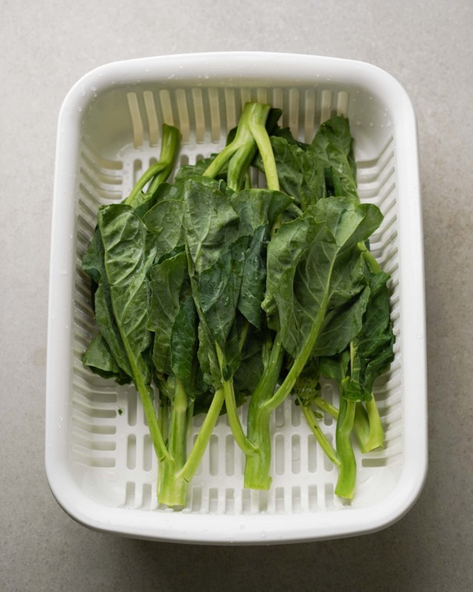 gai lan in a basket